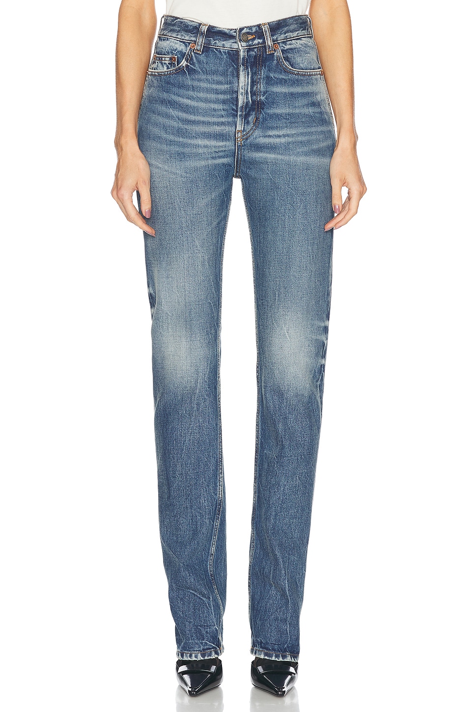 Image 1 of Saint Laurent 90s Slim Leg in 50s Blue