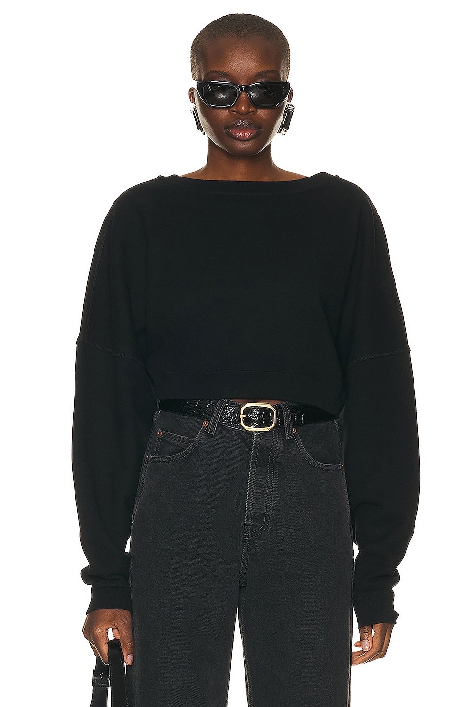 Image 1 of Saint Laurent Cropped Sweatshirt in Noir