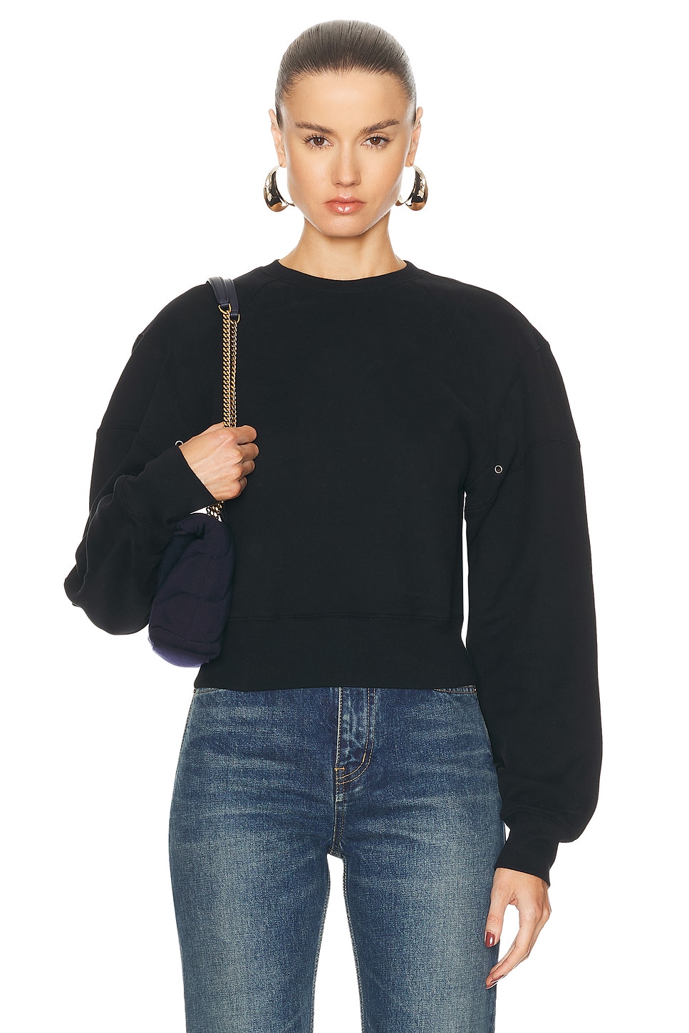 Image 1 of Saint Laurent Cropped Sweater in Noir