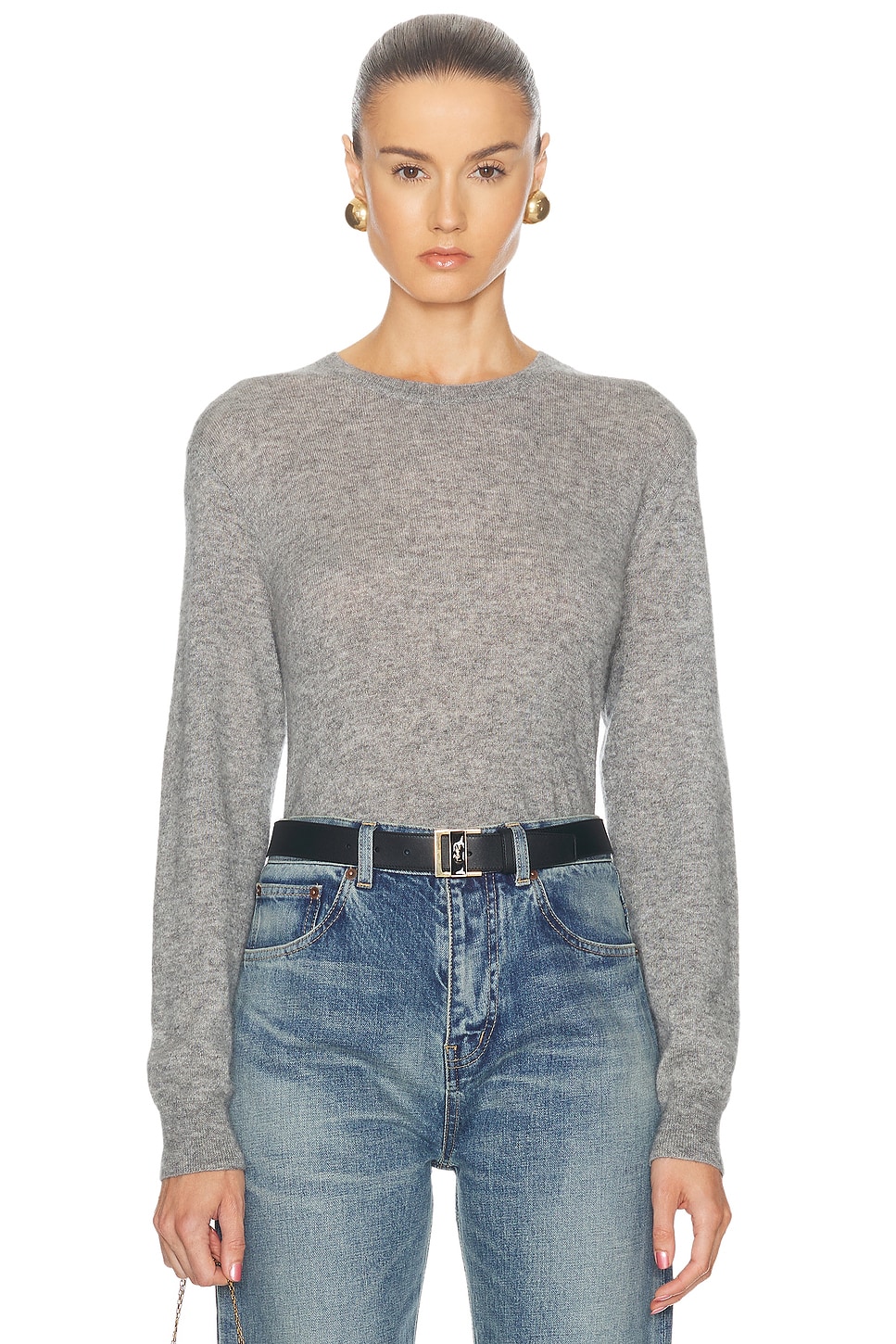 Image 1 of Saint Laurent Crewneck Sweater in Gris Chine Clair