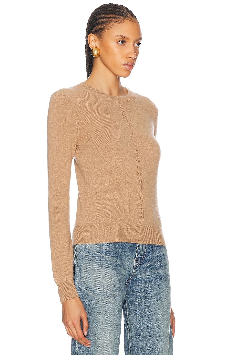 Shop Saint Laurent Crewneck Sweater In Camel