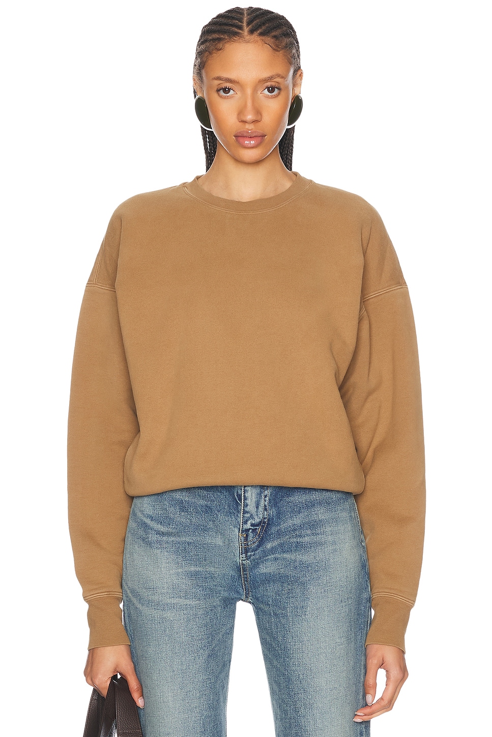 Shop Saint Laurent Crewneck Sweatshirt In Caramel