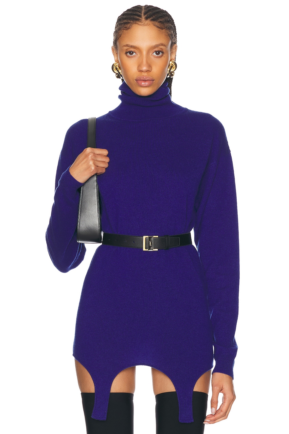 Shop Saint Laurent Turtleneck Sweater In Blue Roi