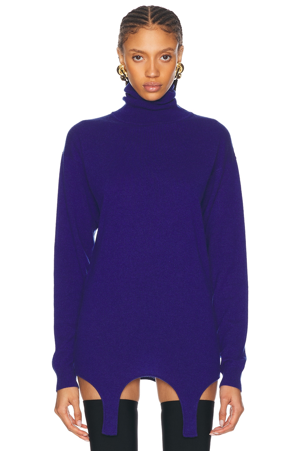 Shop Saint Laurent Turtleneck Sweater In Blue Roi