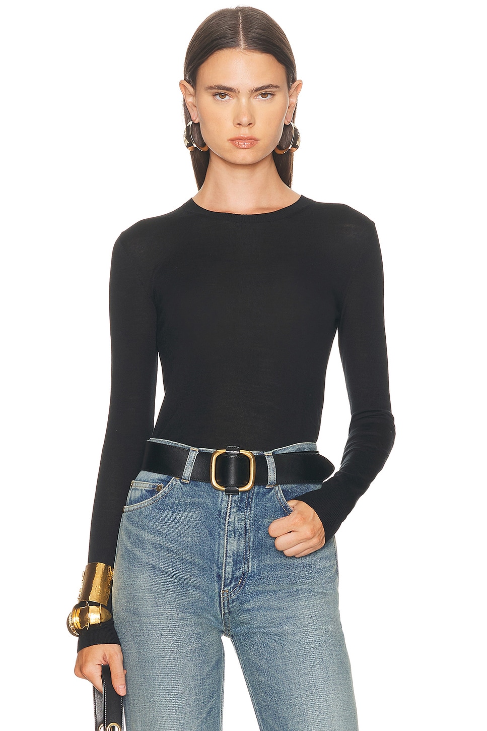 Image 1 of Saint Laurent Long Sleeve Sweater in Noir