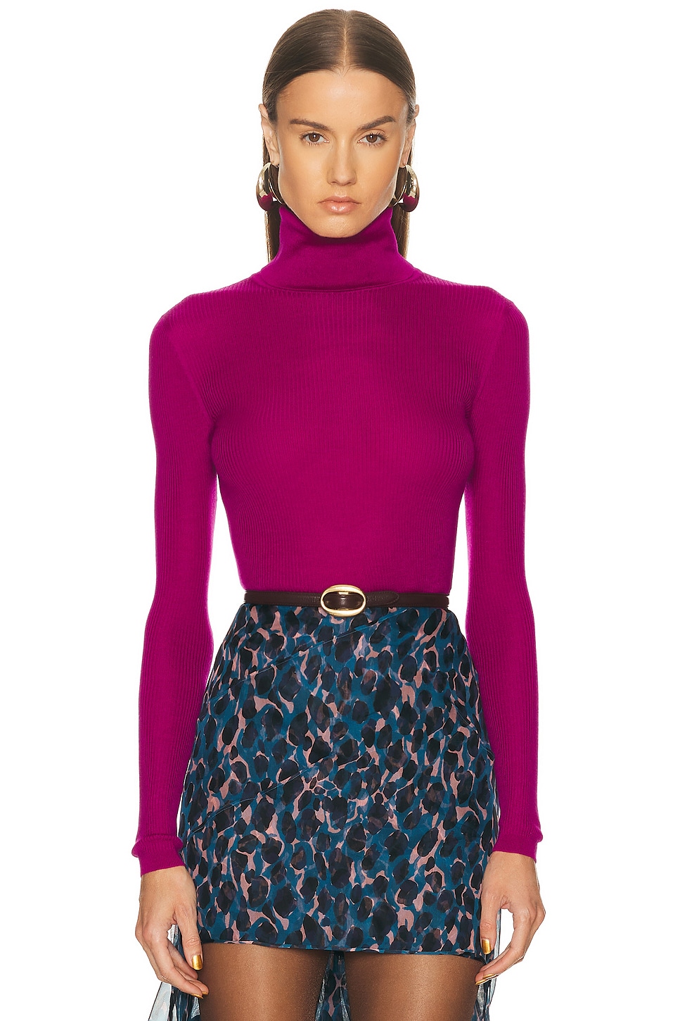 Image 1 of Saint Laurent Turtleneck Sweater in Magenta
