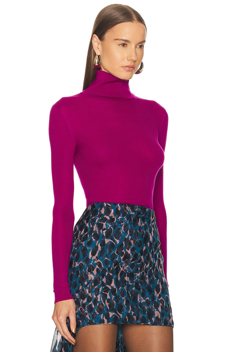 Saint Laurent Turtleneck Sweater In Purple