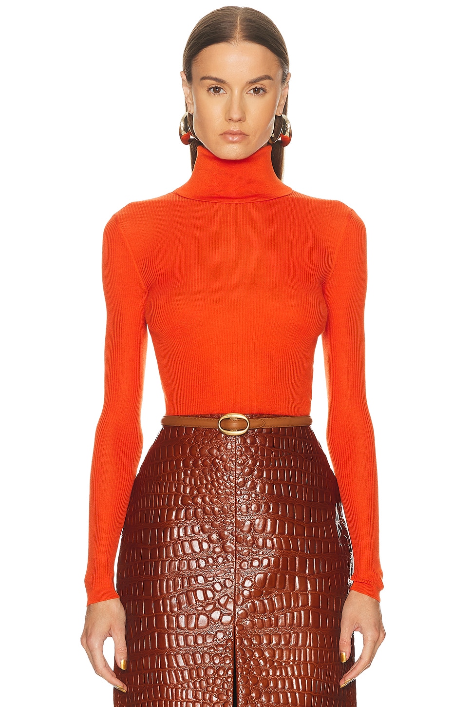 Image 1 of Saint Laurent Turtleneck Sweater in Orange