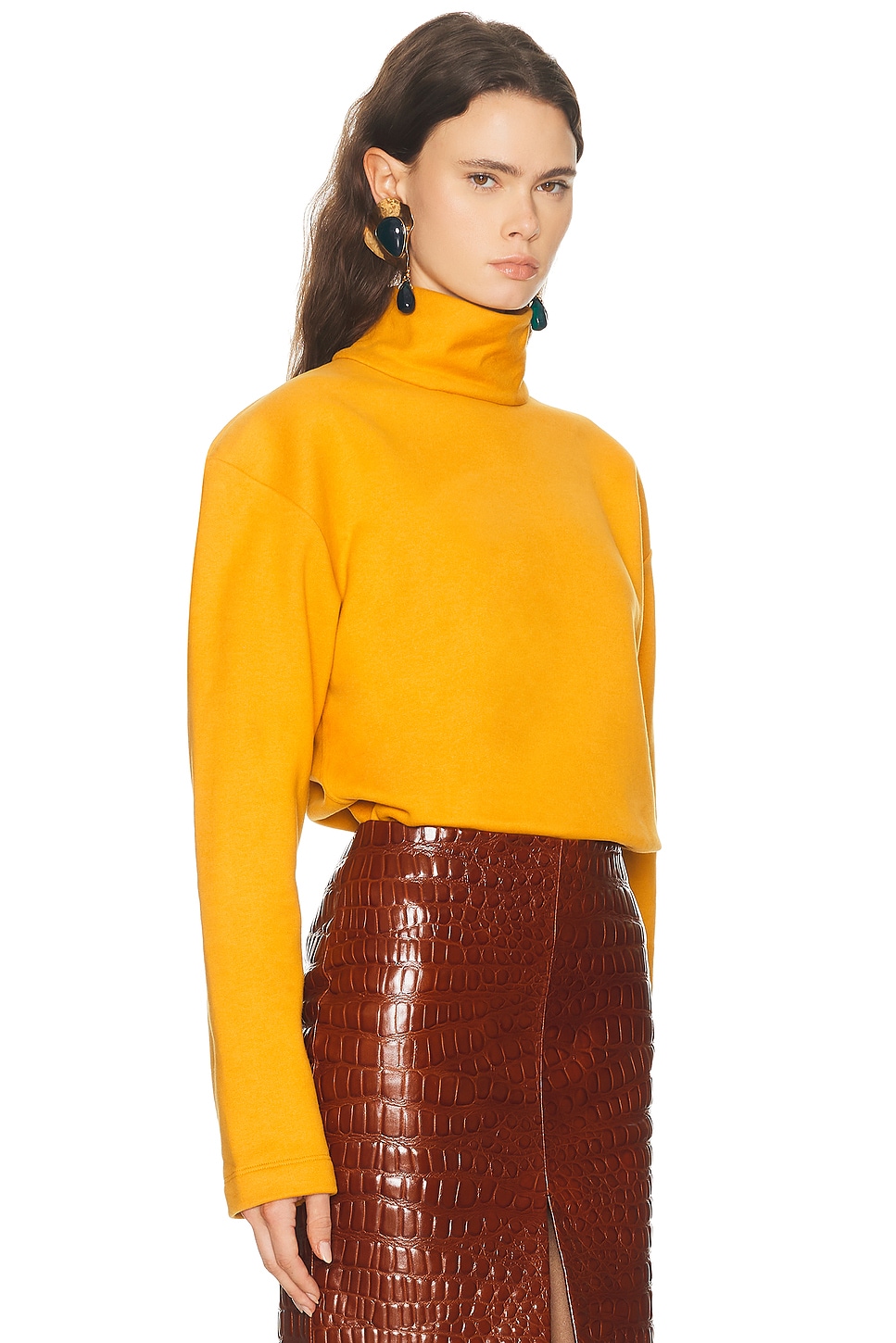 Saint Laurent Turtleneck Sweatshirt In Yellow