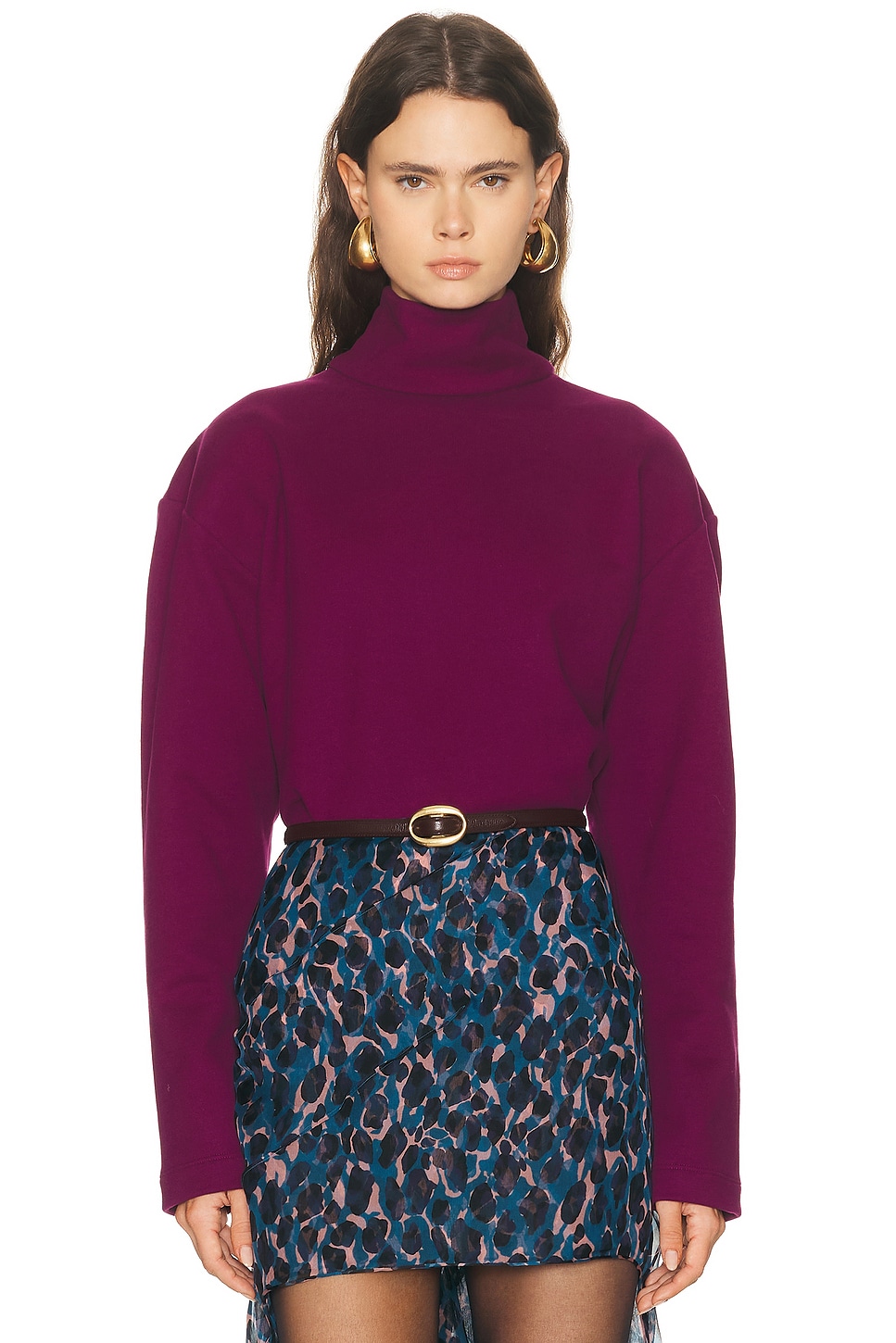 Saint Laurent Turtleneck Sweatshirt In Purple