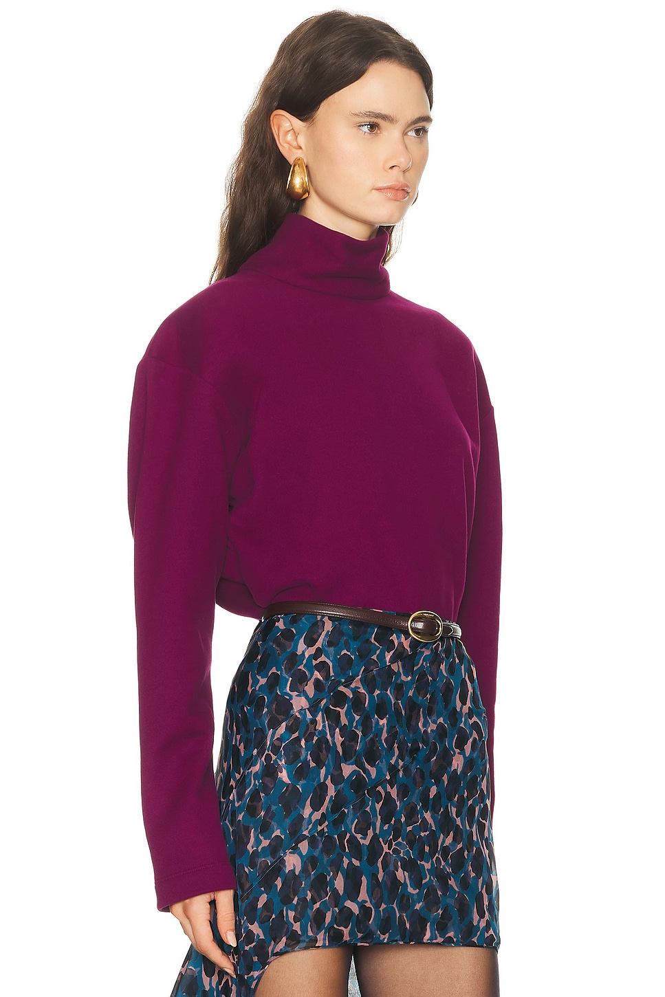 Saint Laurent Turtleneck Sweatshirt In Purple