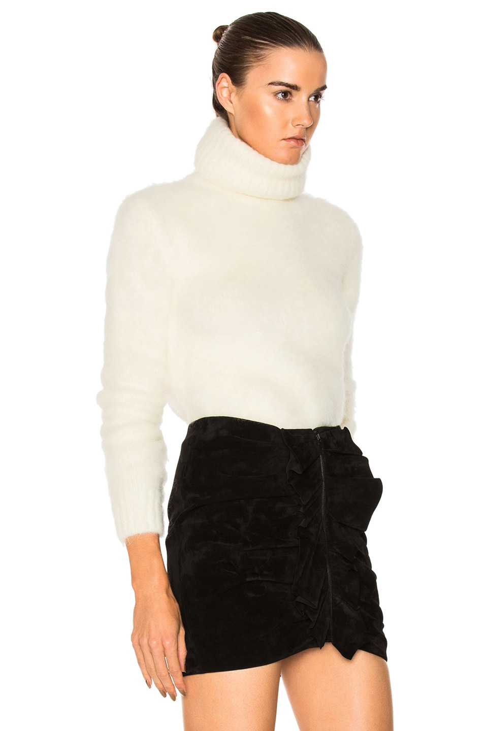 Saint Laurent Mohair Turtleneck Sweater in Natural | FWRD