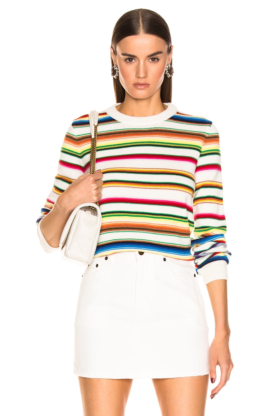Image 1 of Saint Laurent Striped Pullover in Natural & Multicolor