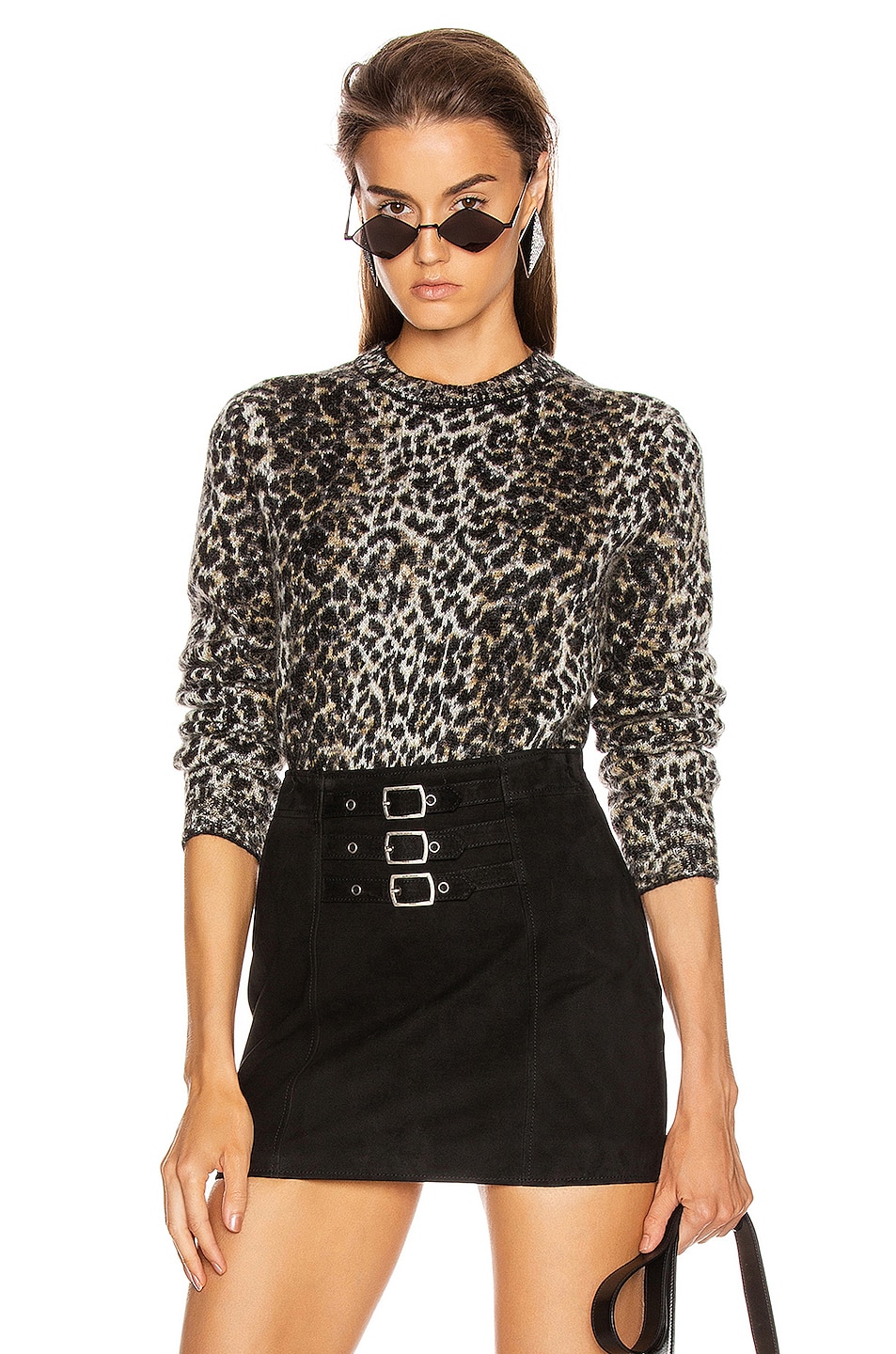 Image 1 of Saint Laurent Leopard Sweater in Black & Beige