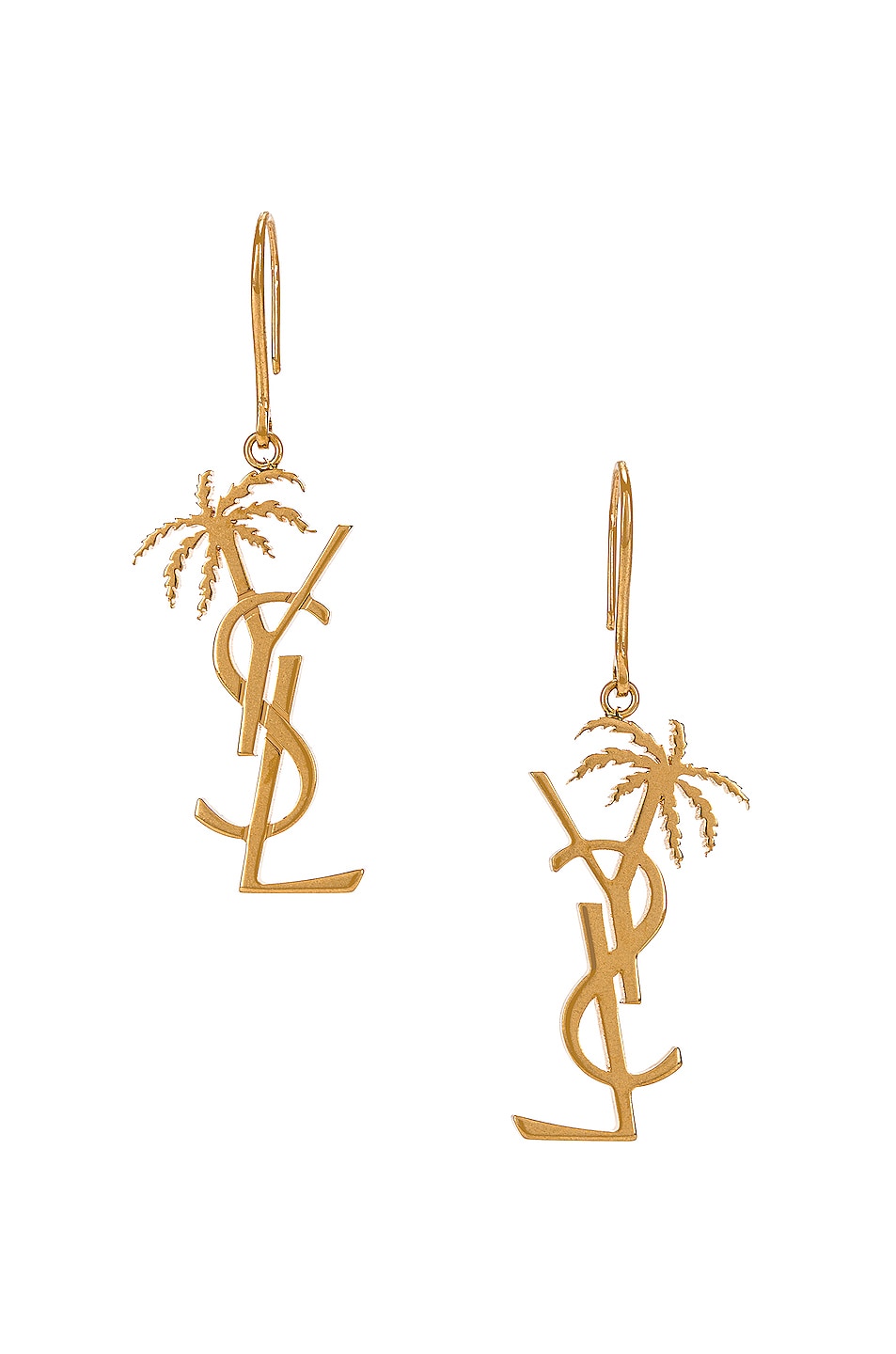 Image 1 of Saint Laurent Palm YSL Earrings in Gold