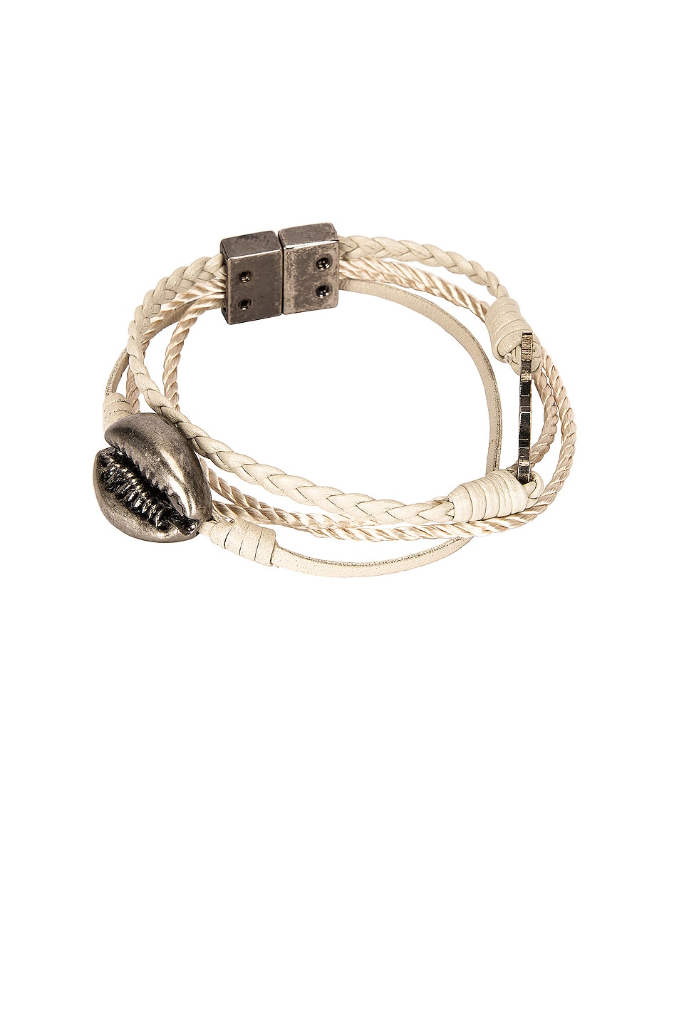 Image 1 of Saint Laurent Multi Strand YSL Seashell Bracelet in Crema Soft & Palladium
