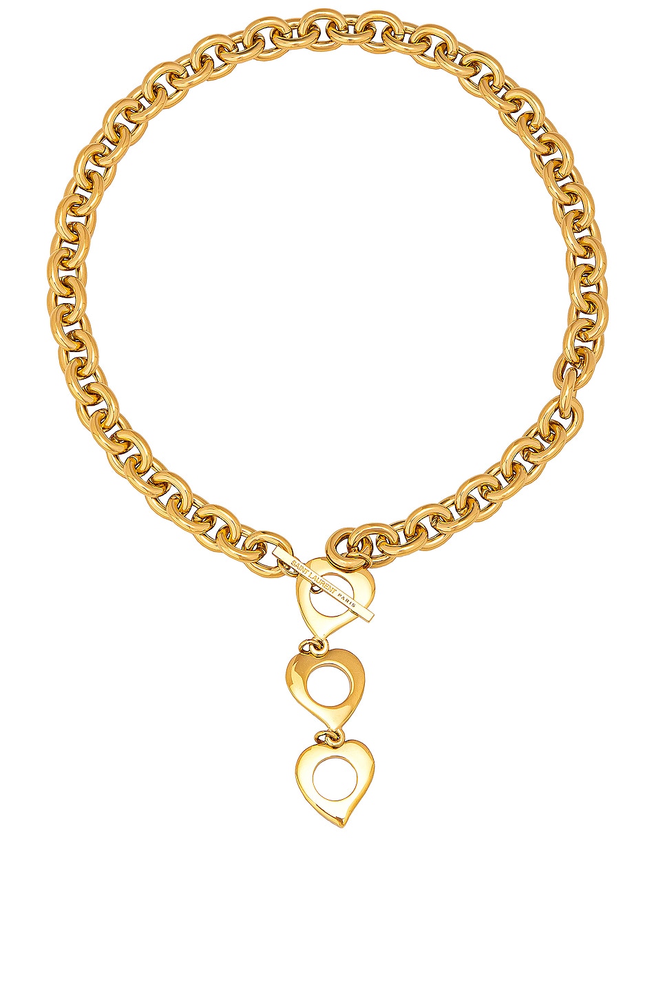 Image 1 of Saint Laurent Chain Heart Clasp Necklace in Gold