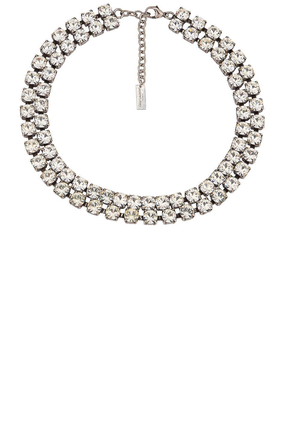 Image 1 of Saint Laurent 2 Row Choker in Argent Oxyde & Crystal