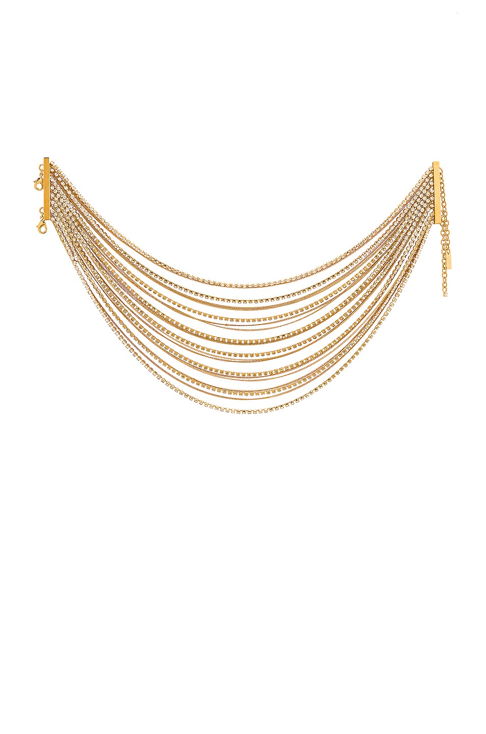 Image 1 of Saint Laurent Short Necklace in Or Laiton & Crystal