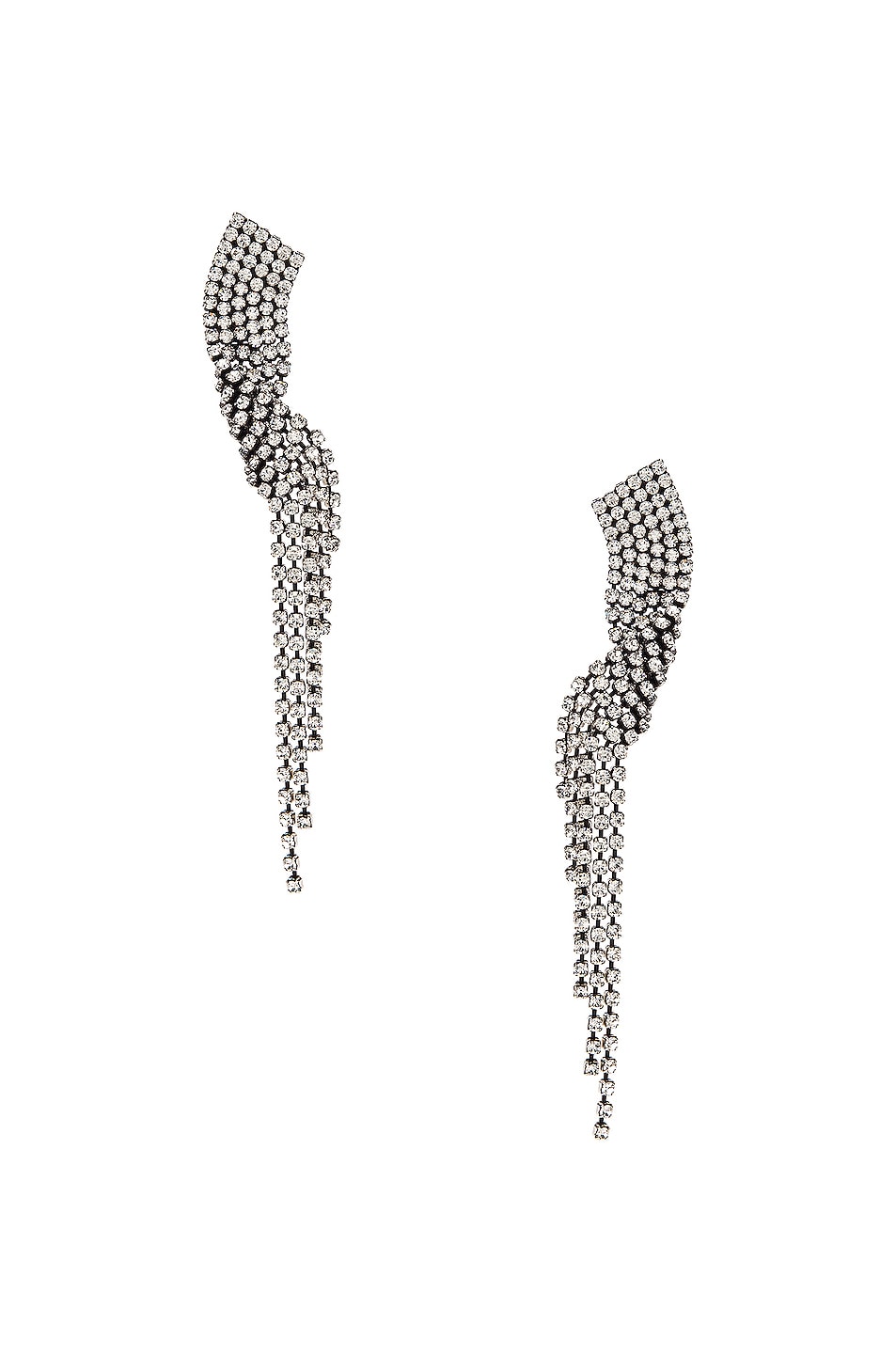 Image 1 of Saint Laurent Waterfall Earrings in Argent Oxyde & Crystal