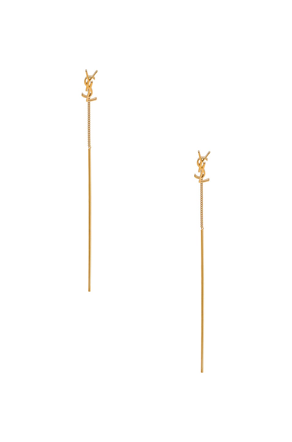 Image 1 of Saint Laurent YSl Chain Drop Earrings in Gold