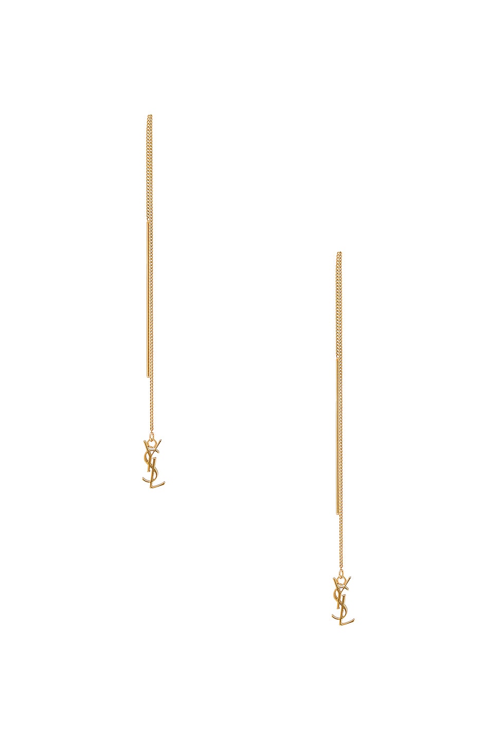 Image 1 of Saint Laurent YSL Threader Earrings in Gold