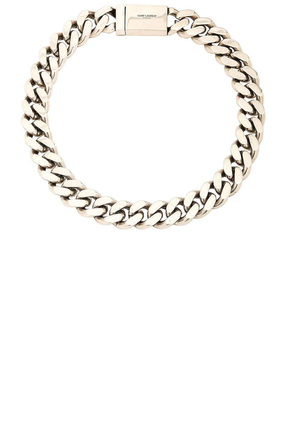 Image 1 of Saint Laurent Thick Curb Chain Necklace in Argent Oxyde