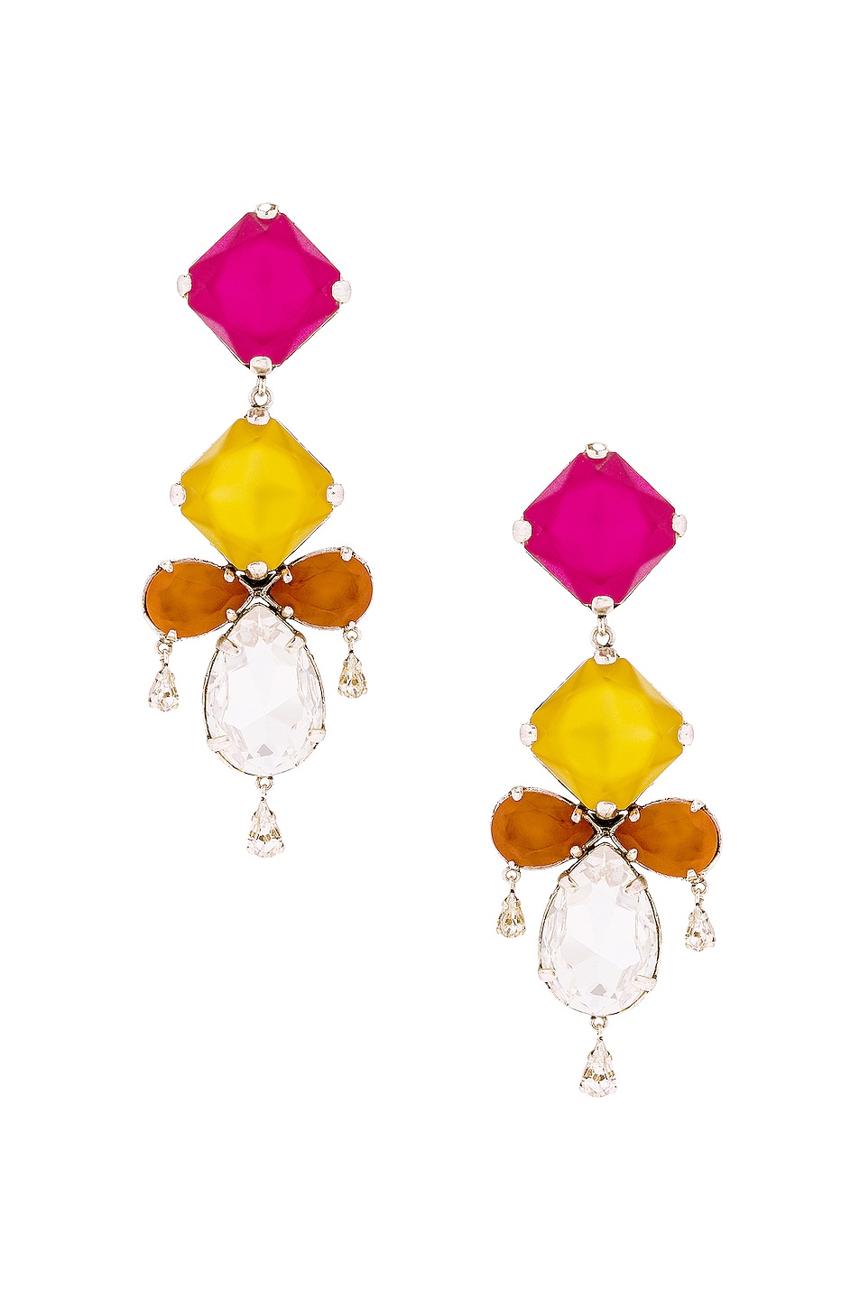 Image 1 of Saint Laurent Baroque Earrings in Argent Oxyde Fuchsia