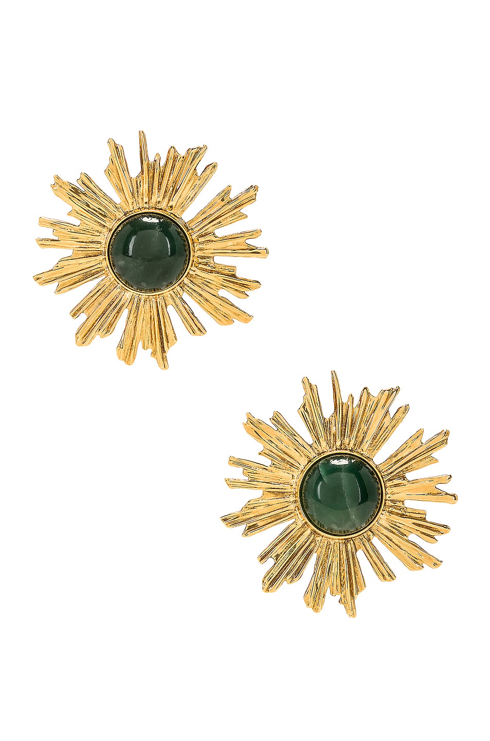 Image 1 of Saint Laurent Sun Earrings in Green & Gold