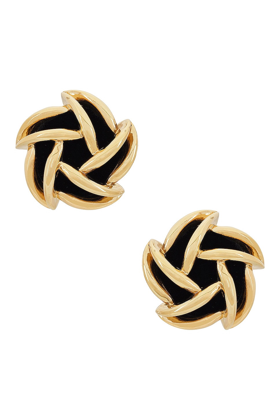 Image 1 of Saint Laurent Vintage Spiral Earrings in Black & Gold
