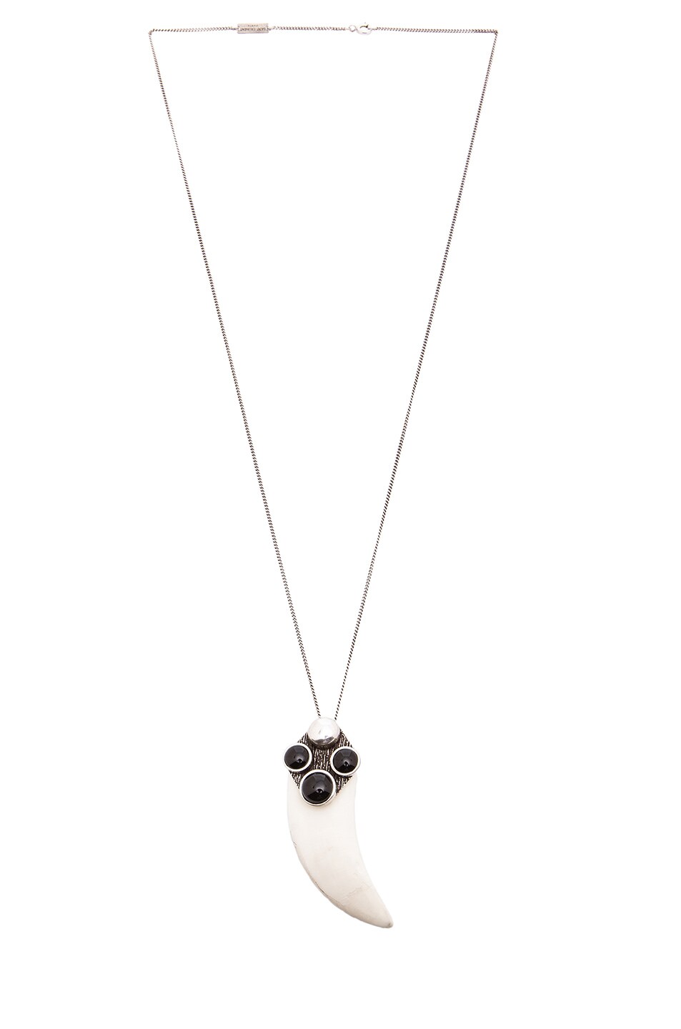 Image 1 of Saint Laurent Patti Tooth Pendant Necklace in Black, Creme, & Vieil Argent