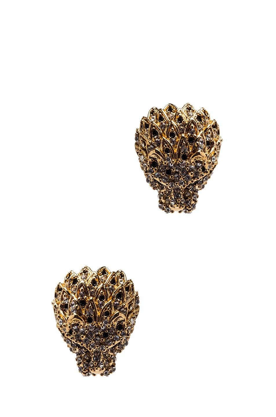 Image 1 of Saint Laurent Lion Earrings in Gold, Crystal & Black