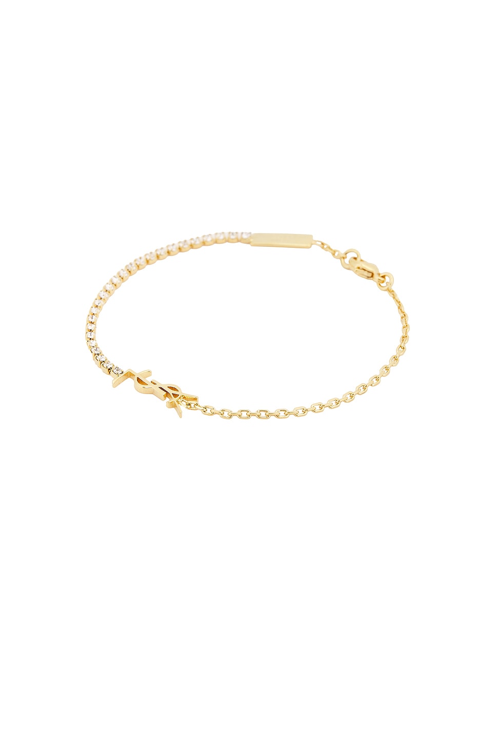 Image 1 of Saint Laurent Cable Chain Bracelet in Dore & Crystal