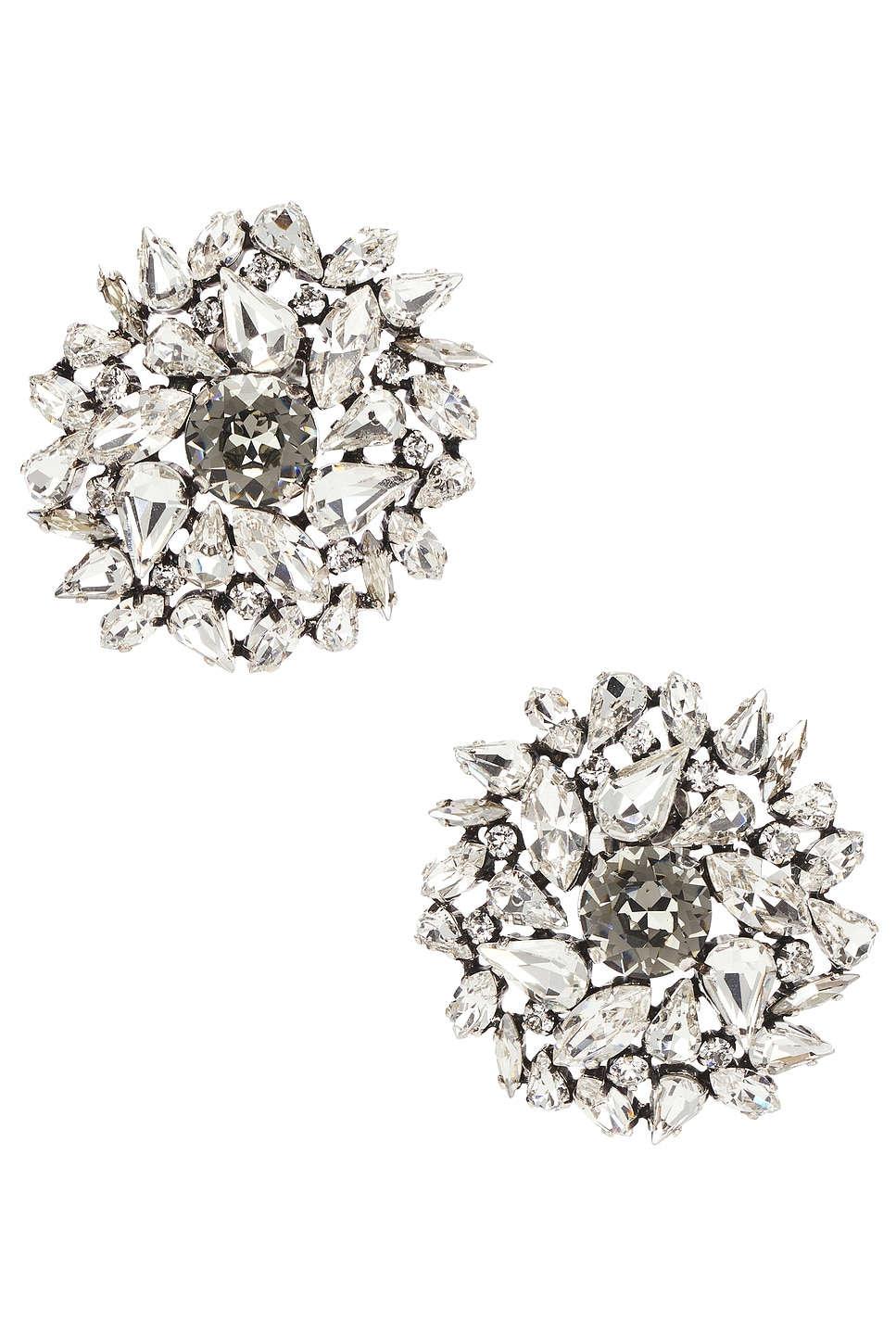 Image 1 of Saint Laurent Bo Dome Earrings in Argent Oxyde