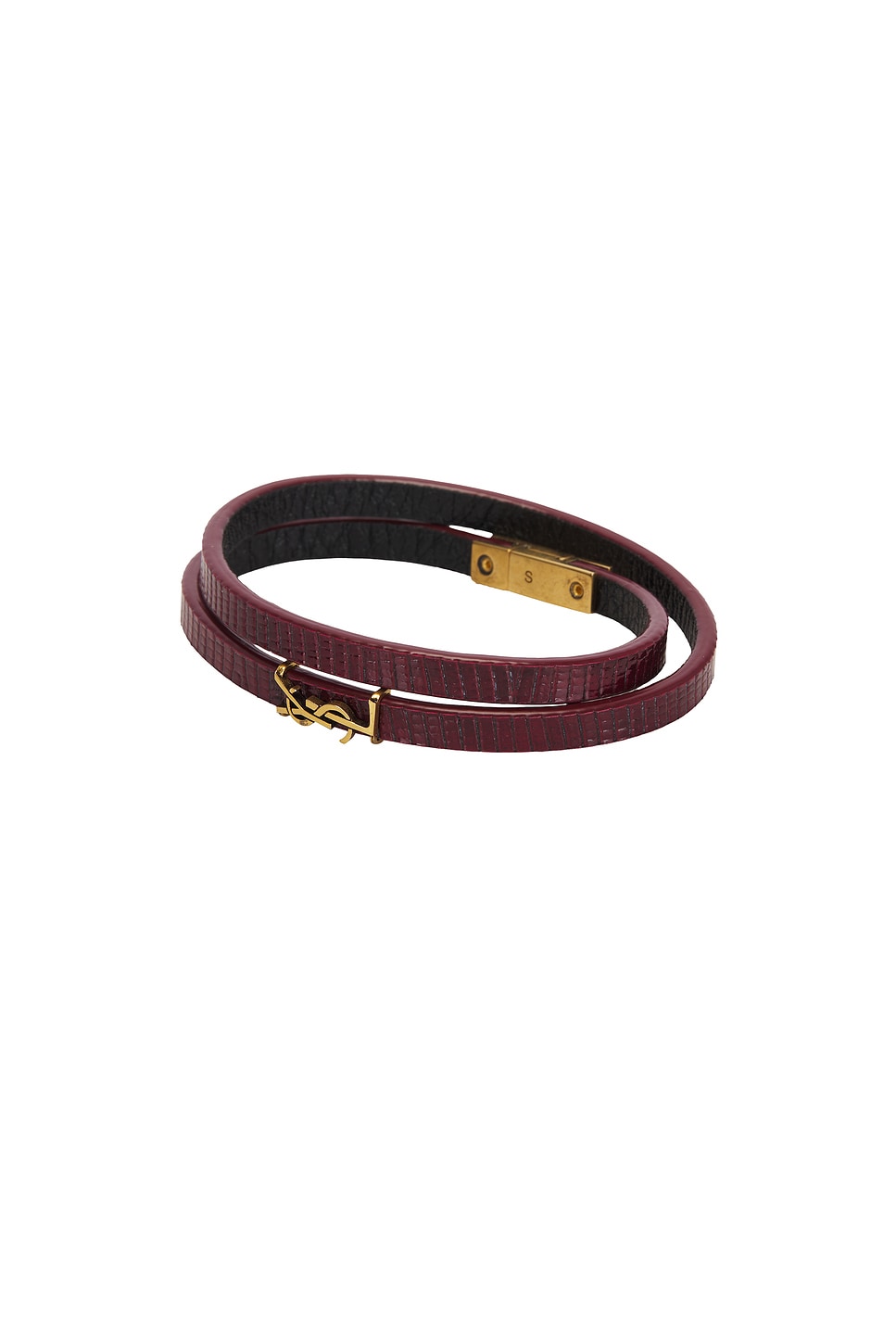 Saint Laurent Double Wrap Bracelet In Burnt Sand & Dark Burgundy