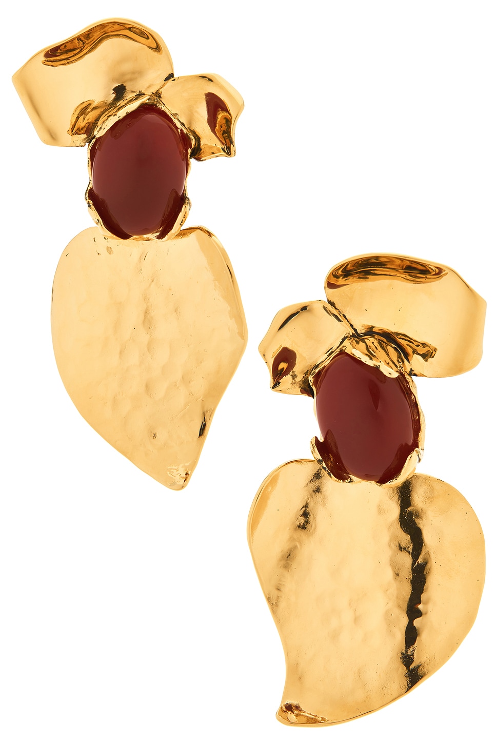 Image 1 of Saint Laurent Oversized Petal Earrings in Or Pale & Orange