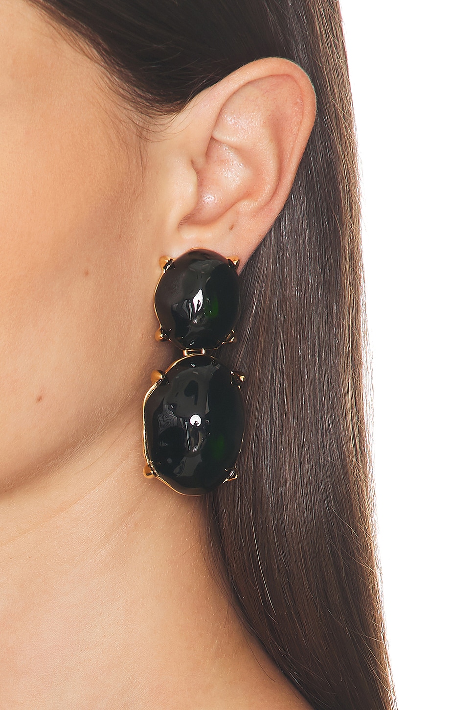 Saint Laurent Double Pendant Earrings In Black