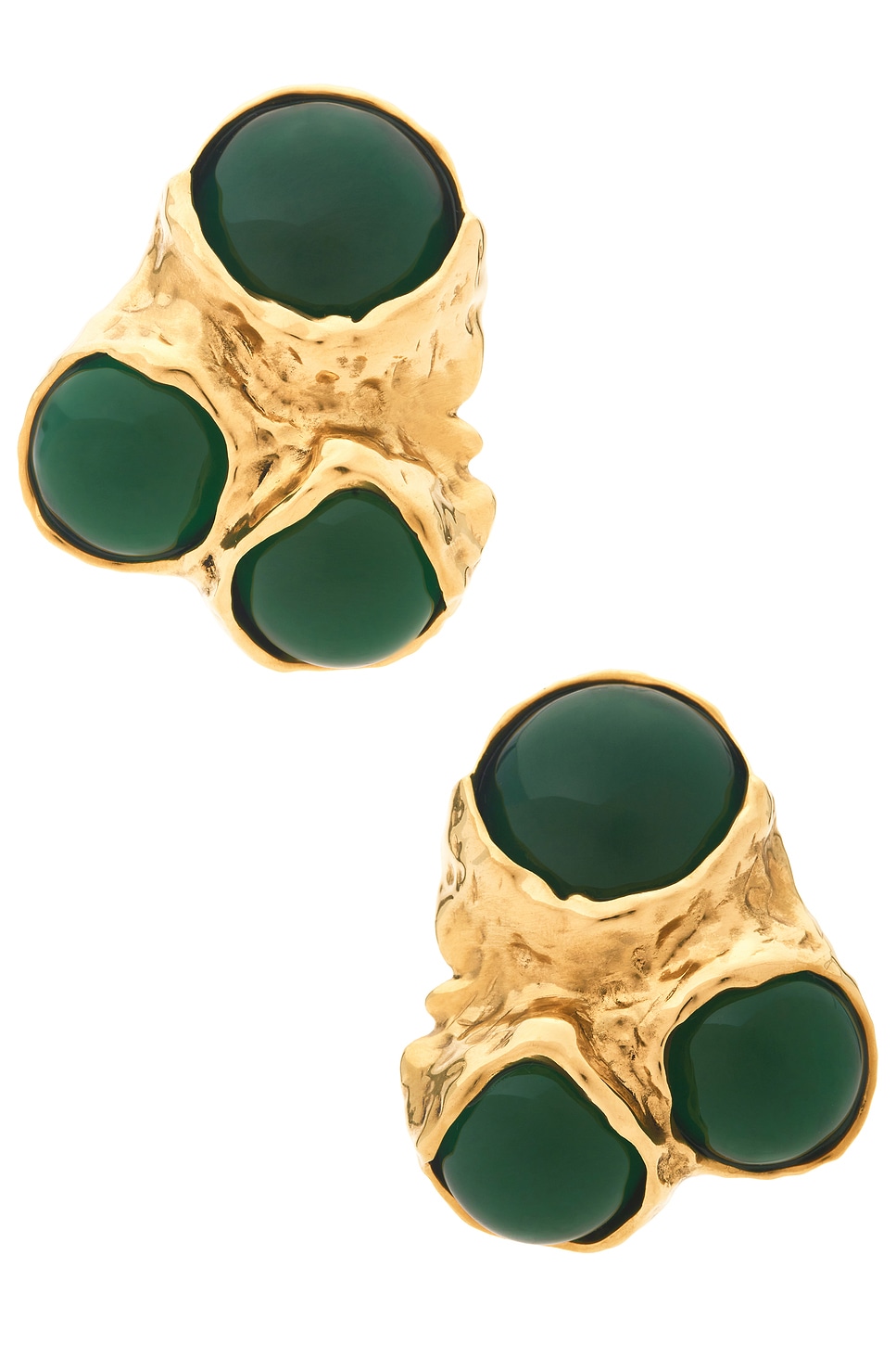 Image 1 of Saint Laurent Bubble Earrings in Or Laiton & Milky Vert