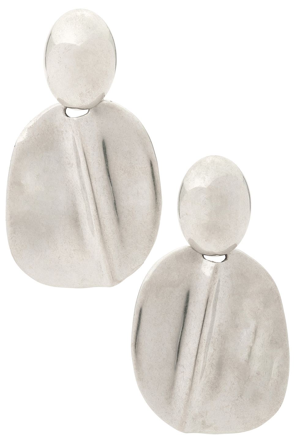 Image 1 of Saint Laurent Organic Pendant Earrings in Argent Oxyde Leger