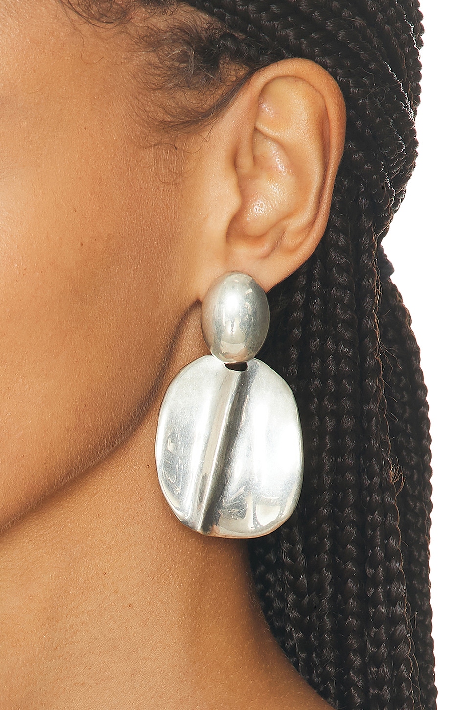 Saint Laurent Organic Pendant Earrings In Gray