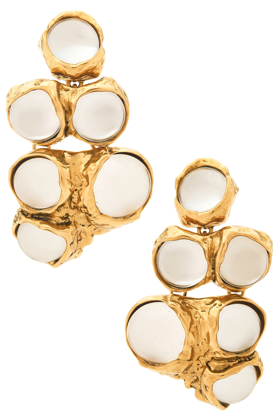 Image 1 of Saint Laurent Bubble Earrings in Or Laiton & Transparent