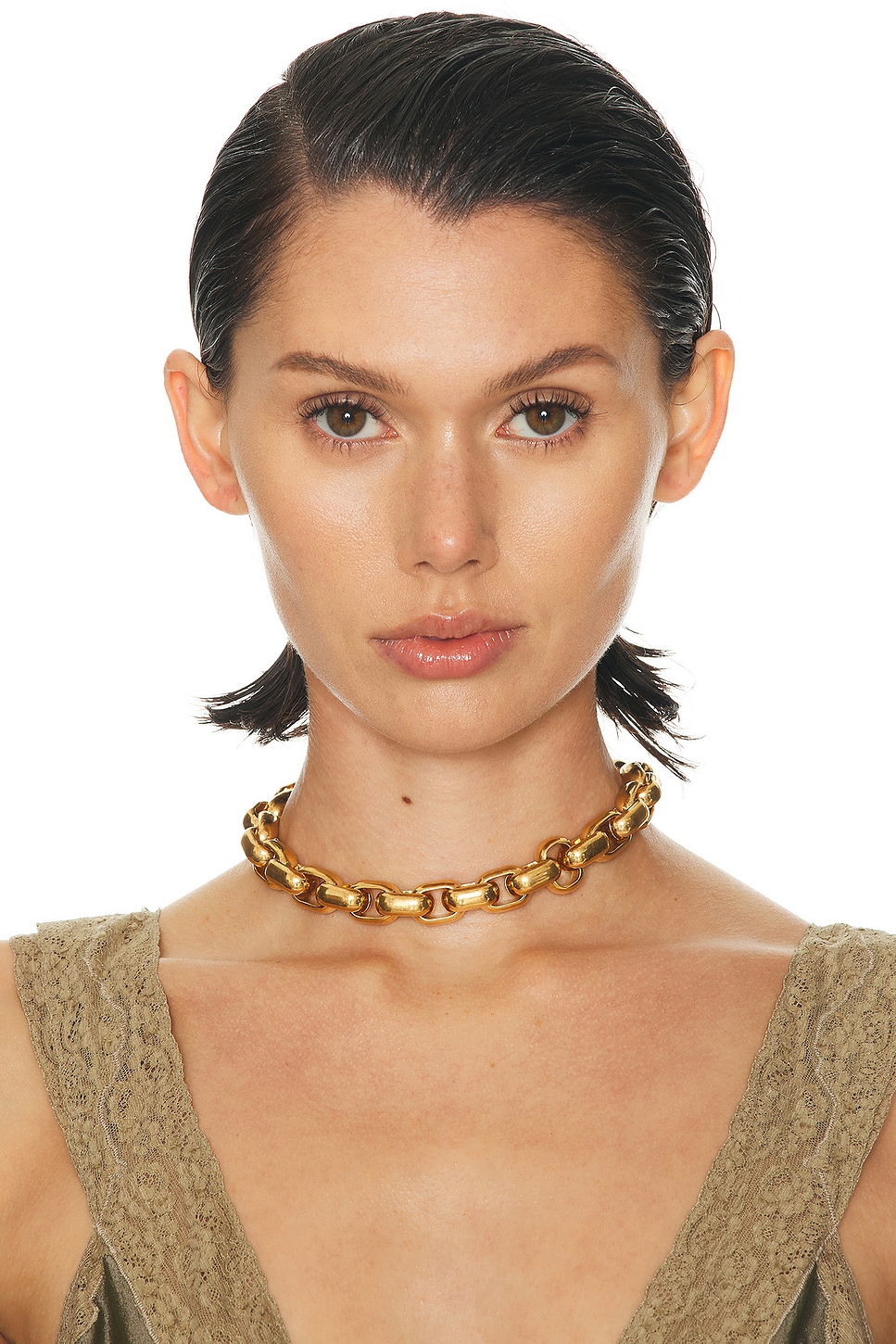 Saint Laurent Chunky Link Necklace In Gold