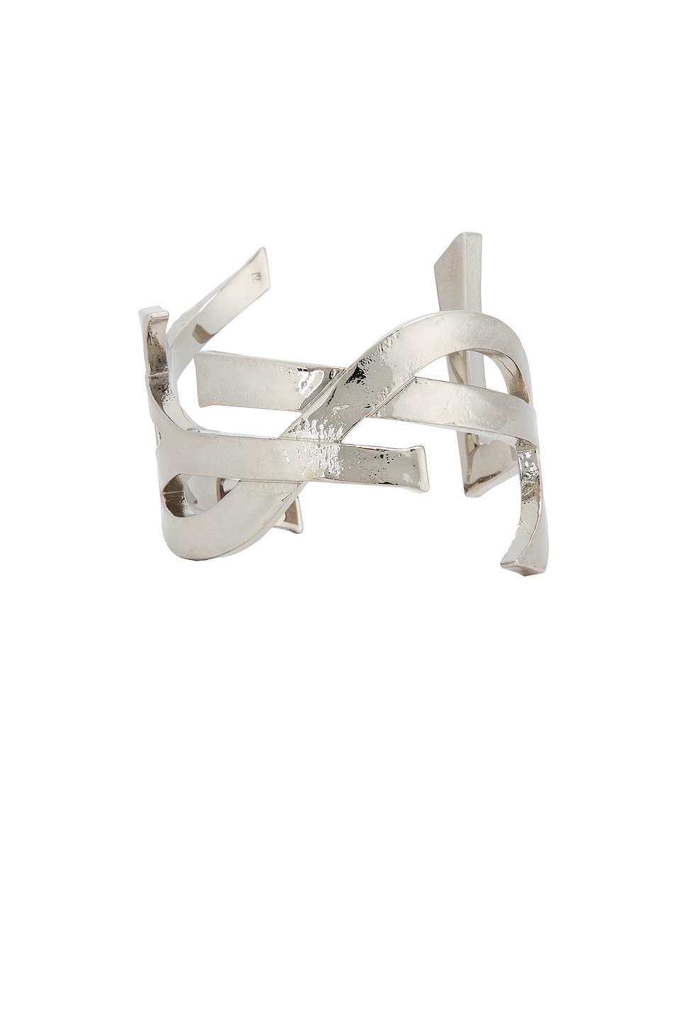 Saint Laurent Cassandre Cuff In Silver