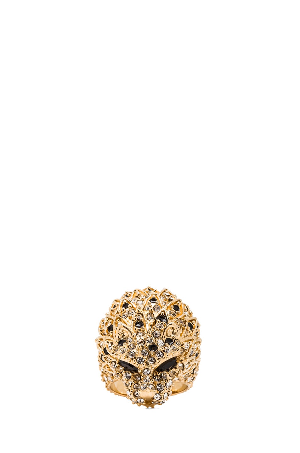 Image 1 of Saint Laurent Lion Ring in Gold, Crystal & Black