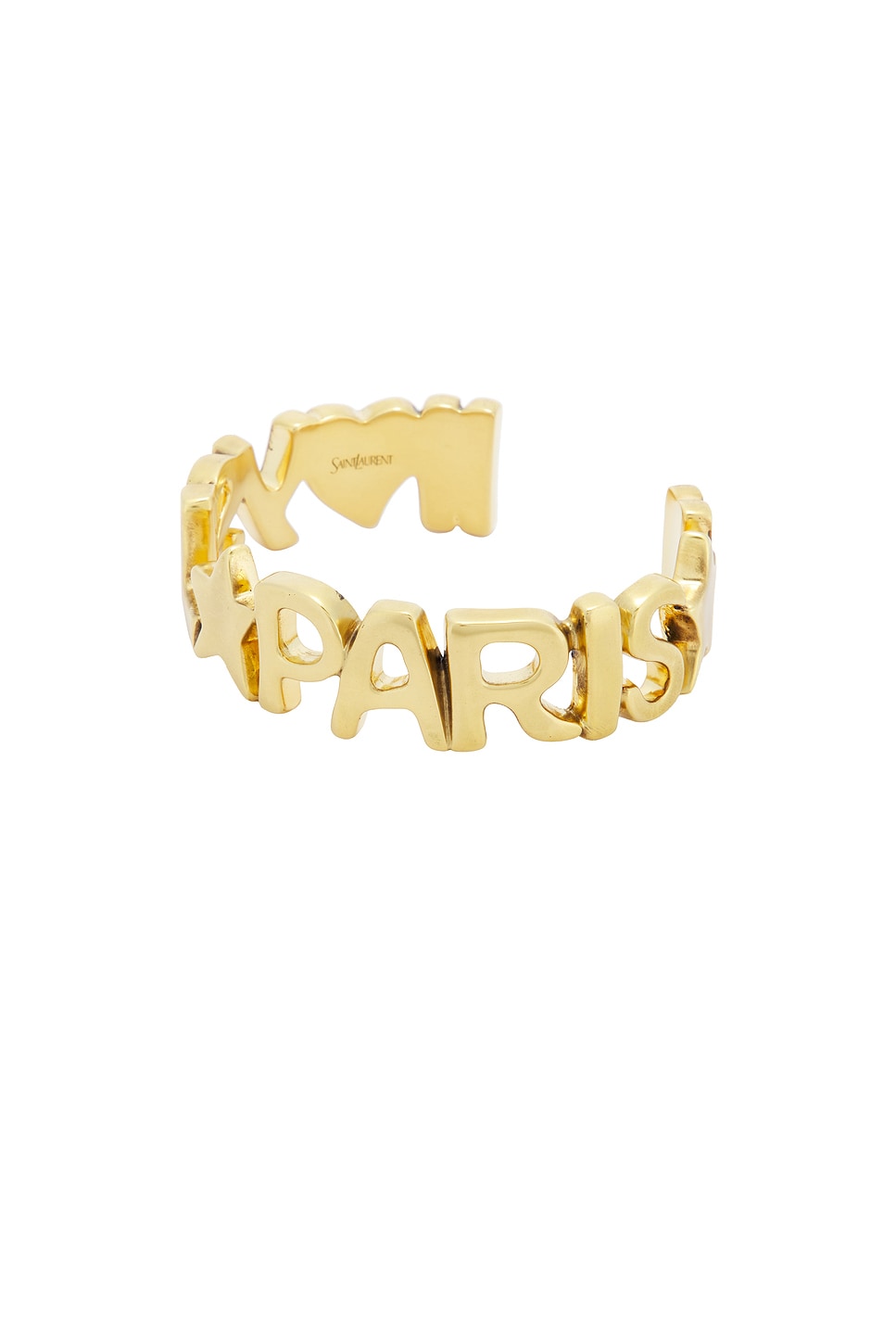 Saint Laurent YSL Paris Cuff Bracelet in Metallic Gold