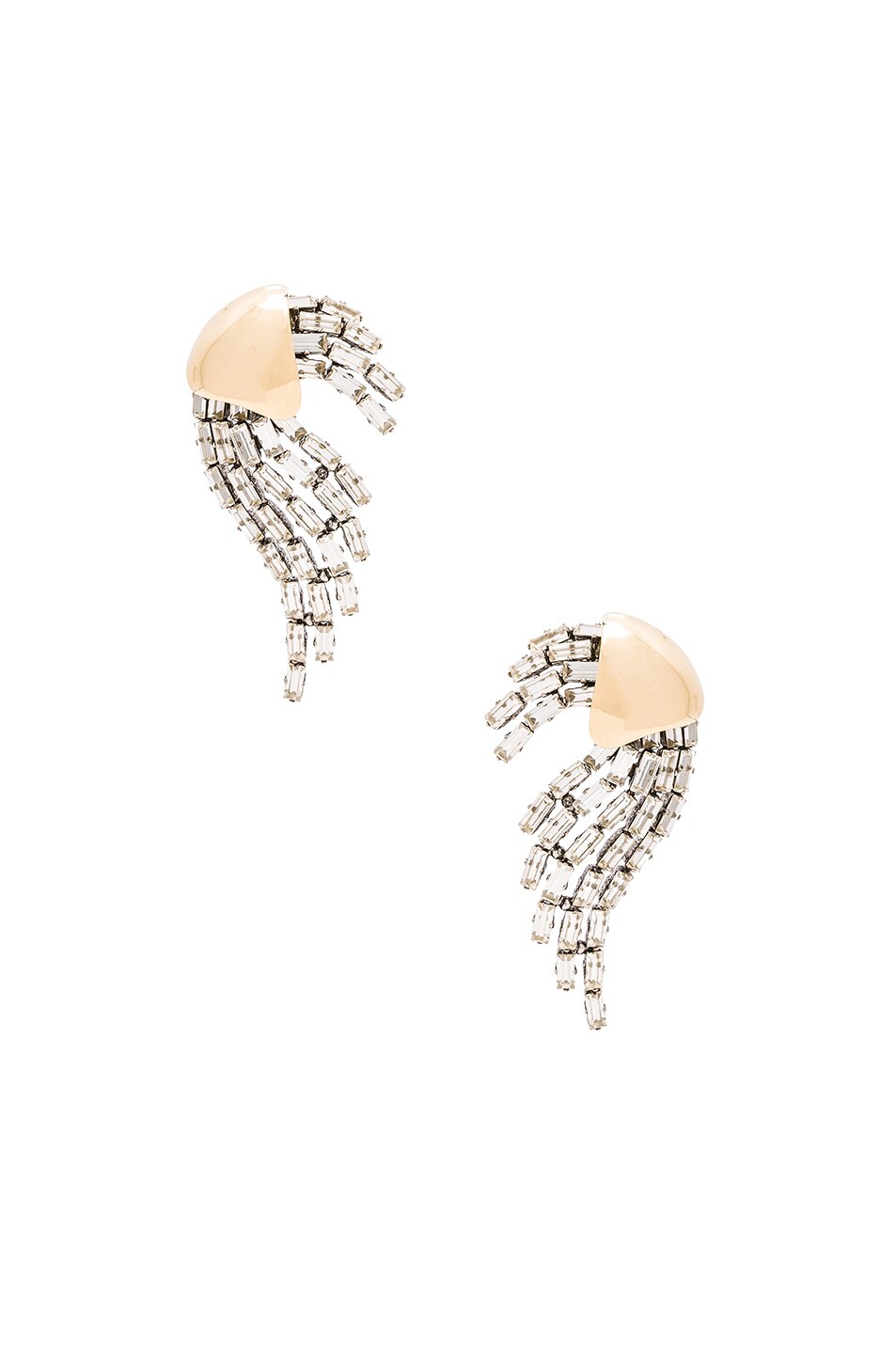 Image 1 of Saint Laurent Rubans Clip Earrings in Gold & Crystal