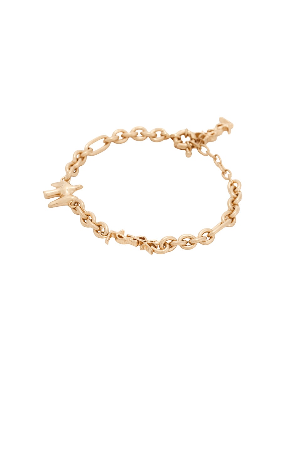 Saint Laurent YSL & Dove Bracelet in Metallic Gold