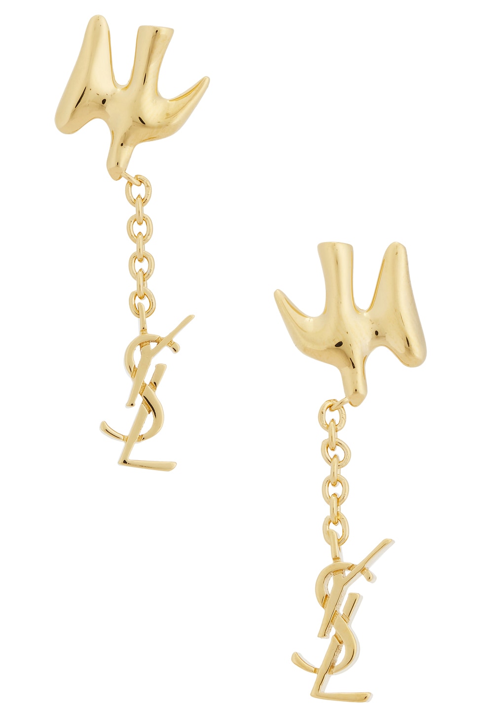 Saint Laurent YSL Dove Earrings in Metallic Gold