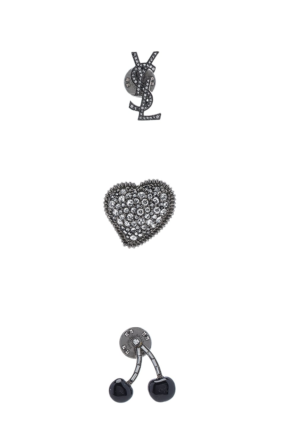 Image 1 of Saint Laurent Pin Set in Crystal & Silver
