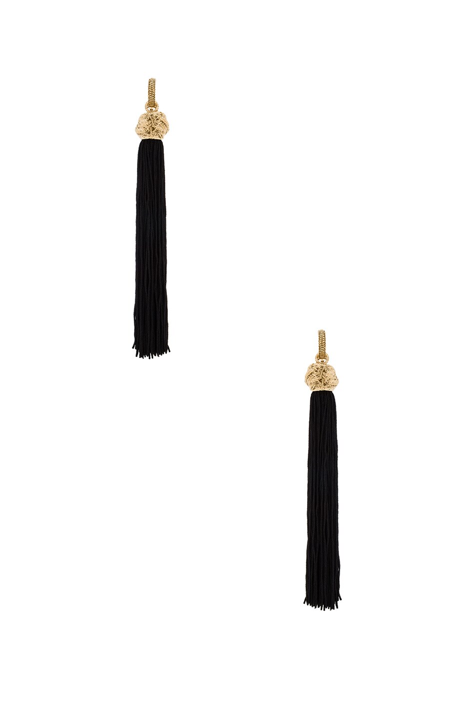 Image 1 of Saint Laurent Tassel Earrings in Black & Dore